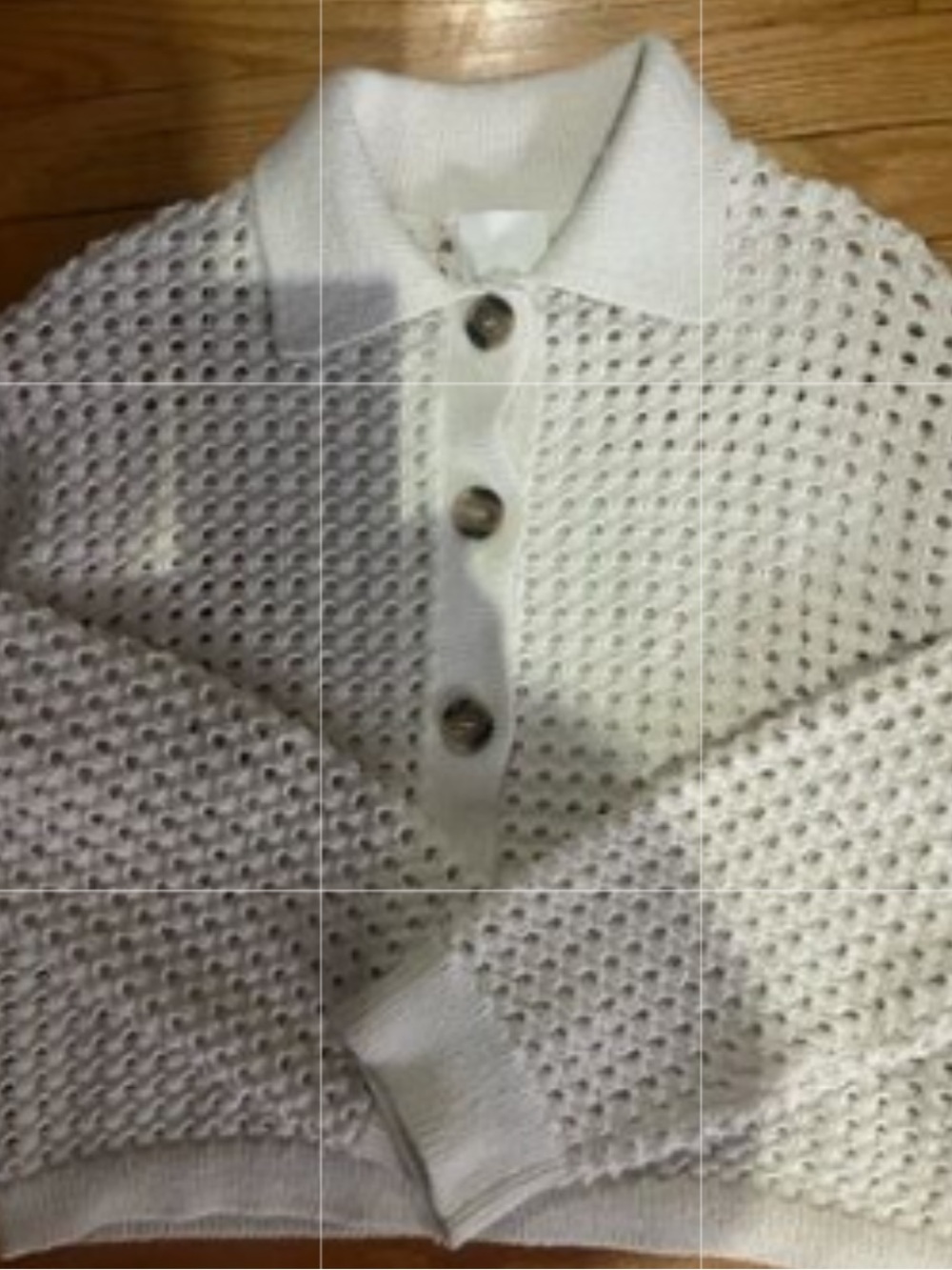 H&M Open-Knit Button Cardigan in Cream - Picture 2 of 9